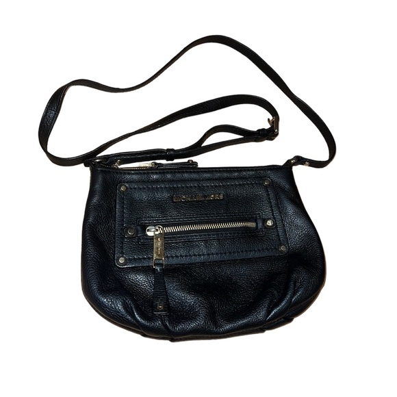 Michael Kors Black and Gold Pebbled Leather Crossbody - Picture 2 of 10